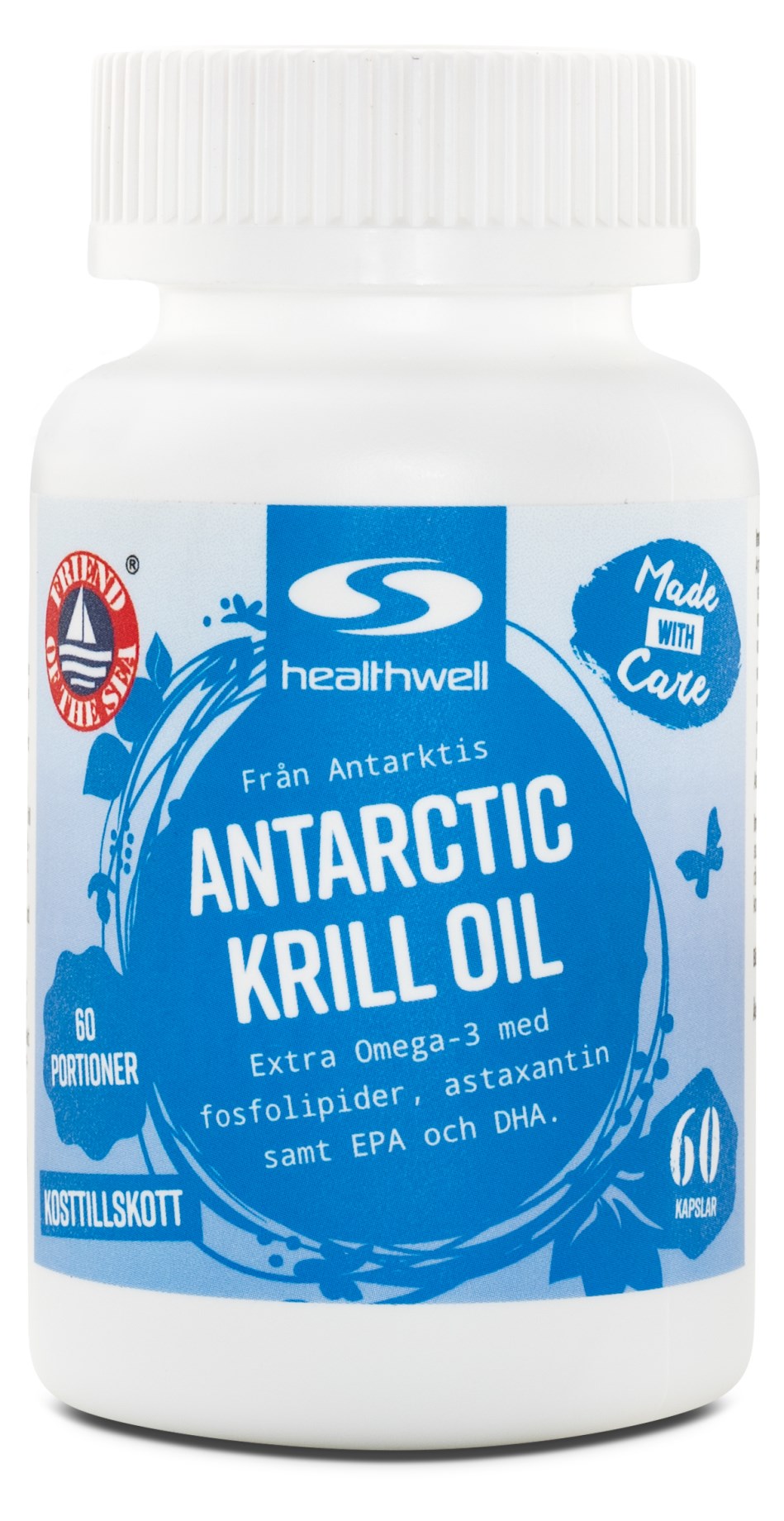 Healthwell Antarctic Krill Oil Krillolja med omega3 Svensk Hälsokost