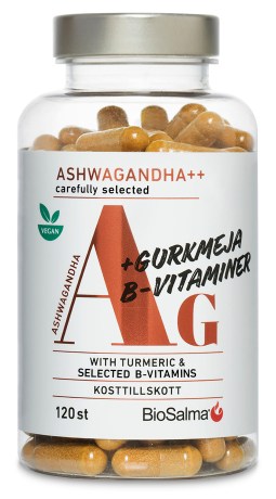 Miniatyrbild BioSalma Ashwagandha + Gurkmeja B-vitaminer , 120 kaps