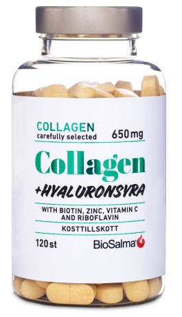 Miniatyrbild BioSalma Collagen 650 mg + Hyaluronsyra, 120 tabl