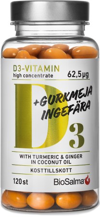 Miniatyrbild BioSalma D3 62,5 ug + Gurkmeja Ingef�ra, 120 kaps