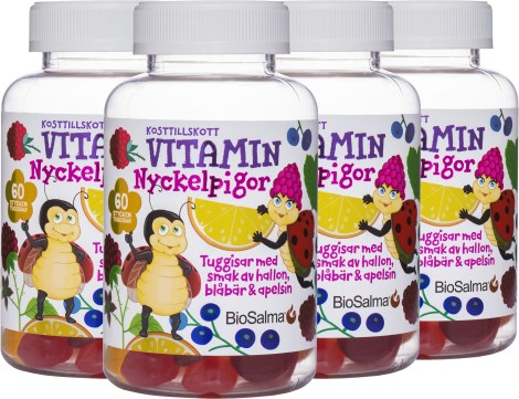 Miniatyrbild BioSalma Multivitamin Nyckelpiga, Hallon/Bl�b�r/Apelsin, 240 Gummies