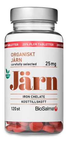 Miniatyrbild BioSalma Organiskt J�rn 25mg Kelaterat, 120 tabl