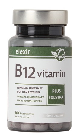 Miniatyrbild Elexir Pharma Vitamin B-12 Vegan, 100 Sugtablett