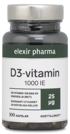 Miniatyrbild Elexir Pharma Vitamin D3 1000 IE, 100 kaps