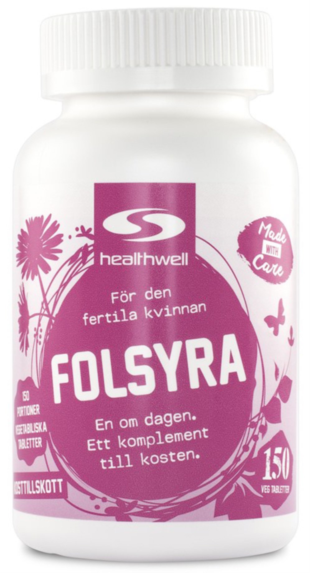 Healthwell Folsyra 400 mg för kvinnor och gravida Svensk Hälsokost