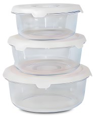 Miniatyrbild Foodecobox Vakuum Matlda i Glas 3  i 1 Set, Rund, Vit