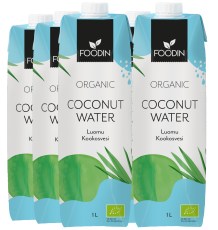 Miniatyrbild Foodin Coconut Water Organic 1L, Natural, 6-pack
