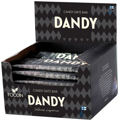 Miniatyrbild Foodin Dandy Candy Date Bar, Salmiak Liquorice, 18-pack
