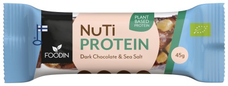 Miniatyrbild Foodin NUTI Protein Bar Organic, Dark Chocolate & Sea Salt, 45 g