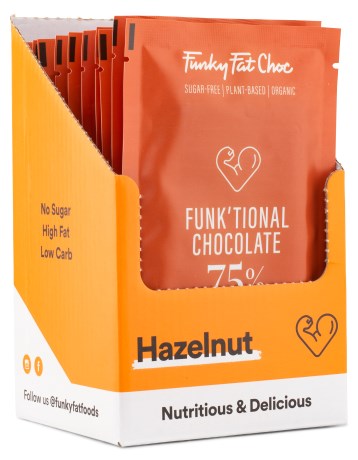 Miniatyrbild Funky Fat Foods Choklad, Hasselnt, 10-pack