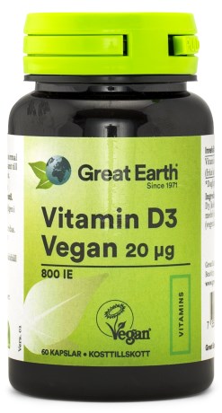 Great Earth Vitamin D3 Vegan 800 IE - Great Earth