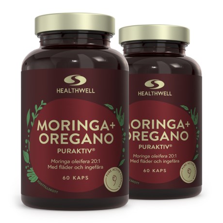 Miniatyrbild Healthwell Moringa+Oregano Puraktiv, 120 kaps