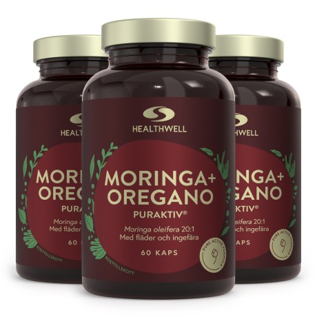 Miniatyrbild Healthwell Moringa+Oregano Puraktiv, 180 kaps