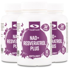 Miniatyrbild Healthwell NAD+ Resveratrol Plus, 180 kaps