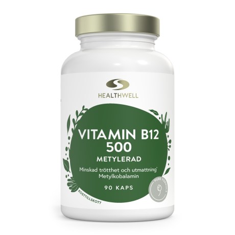 Miniatyrbild Healthwell Vitamin B12 500 Metylerad, 90 kaps