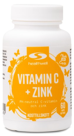 Miniatyrbild Healthwell Vitamin C + Zink, 60 kaps