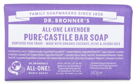 Dr Bronner Pure Castile Bar Soap Lavender - Dr Bronner