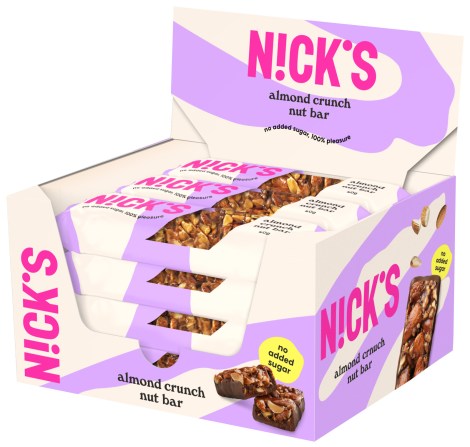 Miniatyrbild Nicks Nut Bar, Almond Crunch, 12-pack