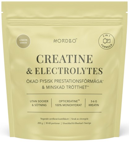 Miniatyrbild Nordbo Creatine & Electrolytes, Lemongrass, 250 g