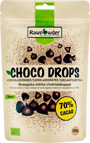 Miniatyrbild Rawpowder Choco Drops Eko, 200 g