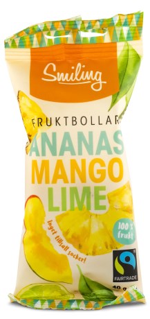 Smiling Fruktbollar Mango/Ananas/Lime Fairtrade, Livsmedel - Smiling