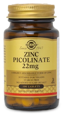 Miniatyrbild Solgar Zinc Picolinate, 100 tabl