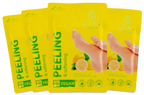Miniatyrbild StayWell Peeling & Softening Foot Mask, 4-pack, Lemon