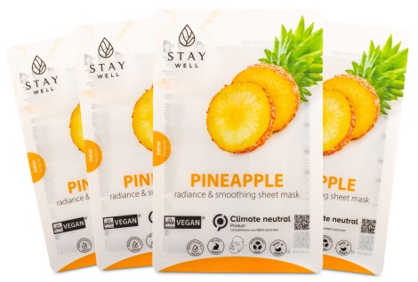 Miniatyrbild StayWell Vegan Sheet Mask, 4 -pack, Pineapple