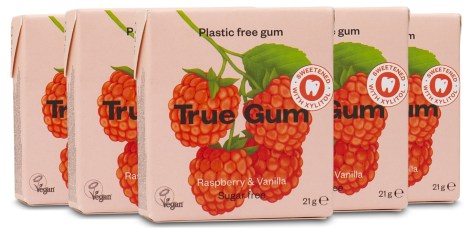 Miniatyrbild True Gum Tuggummi, 5-pack, Raspberry & Vanilla