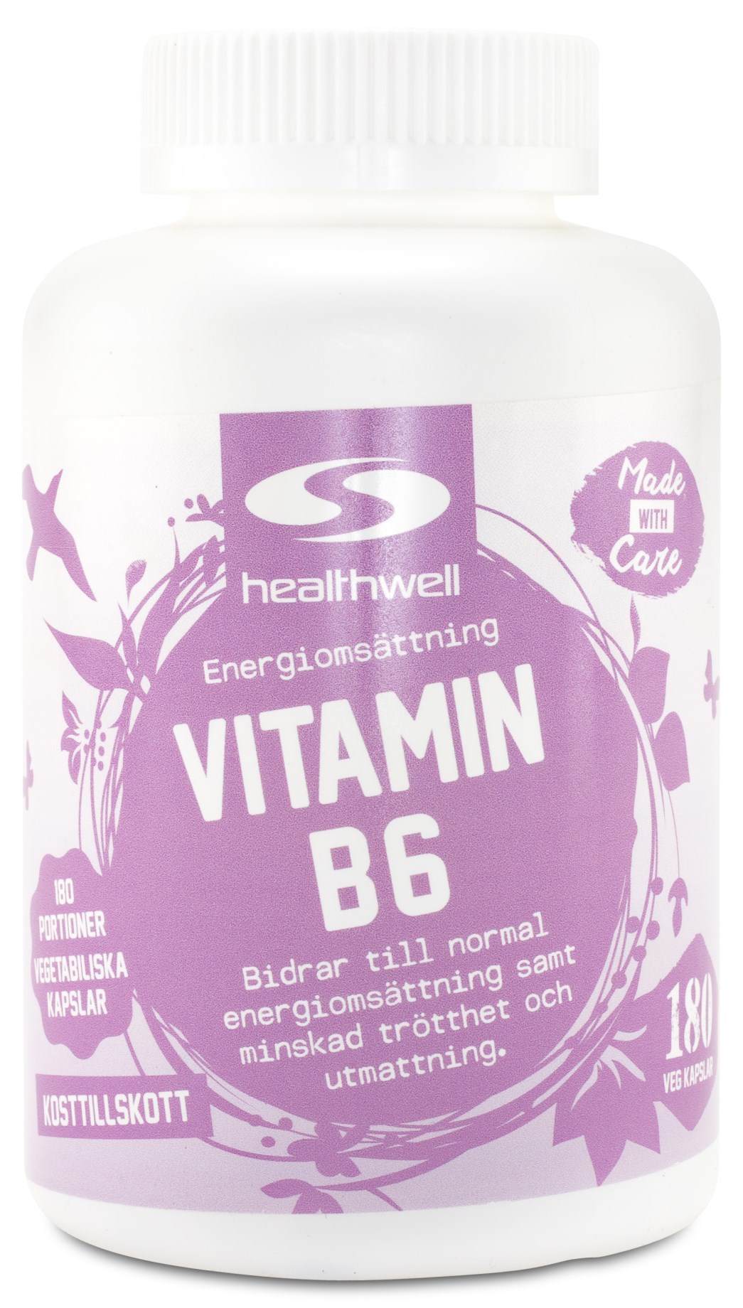 Vitamin B6, 180 kaps | Högdoserad B6 vitamin | Svensk Hälsokost