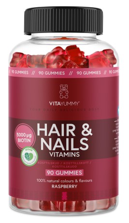 Miniatyrbild VitaYummy Hair & Nails, Raspberry, 90 Gummies