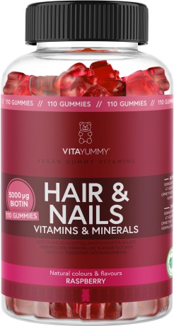 Miniatyrbild VitaYummy Hair & Nails, Raspberry, 110 Gummies