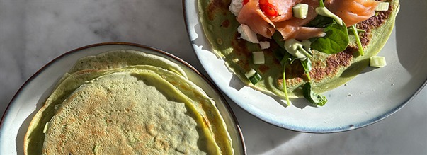 Matiga pannkakor med spirulina och moringa