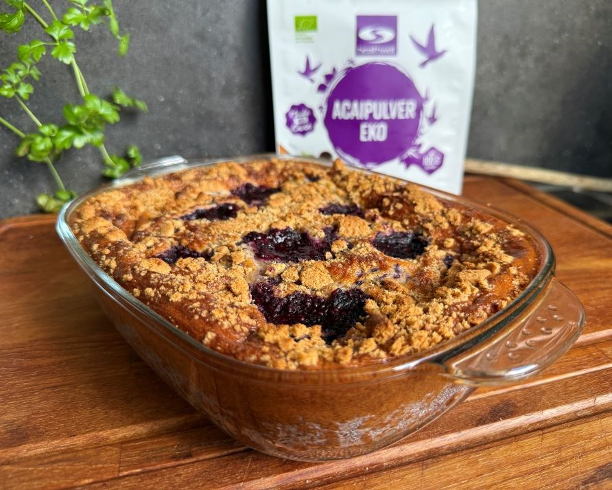 F�rdiglagad ugnsgr�t med smak av bl�b�rsmuffin, redo att �tas.