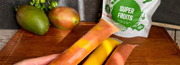 Kalorismarts sorbetglass med mango och Super Fruits