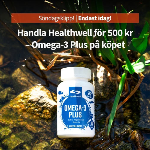 Söndagsklipp! Handla Healthwell för 500 kr, produkt på köpet