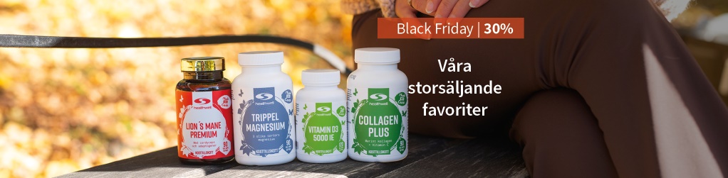 Black Friday! 30% rabatt p utvalda favortier frn Healthwell