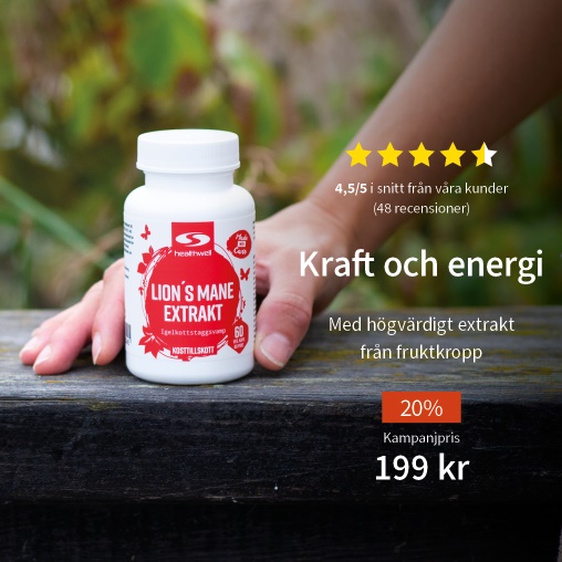 20% rabatt p Healthwell Lions Mane Extrakt