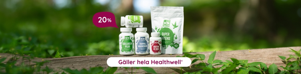 20% p� Healthwell n�r du handlar f�r 500 kr i butiken