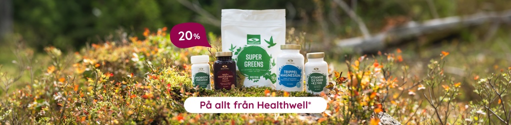 20% p� Healthwell vid k�p f�r 500 kr i butiken