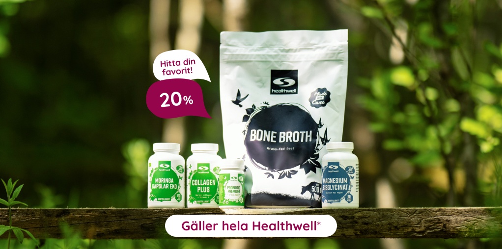 20% p� Healthwell vid k�p f�r 500 kr i butiken