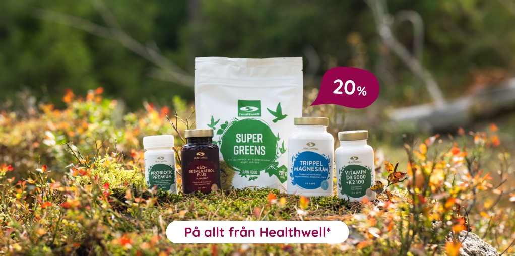 F� 20% p� Healthwell n�r du handlar f�r 500 kr i butiken