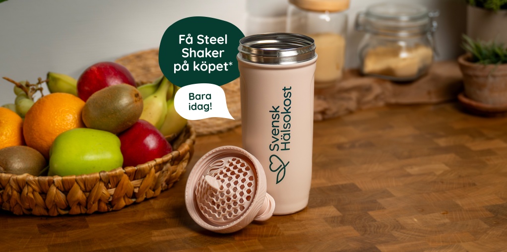 Bara idag! Steel Shaker p� k�pet n�r du handlar Healthwell f�r 600 kr