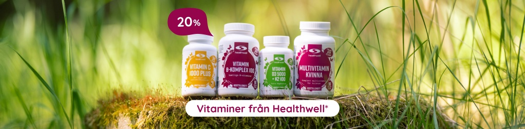 Bara idag! Healthwell vitaminer - 20% vid k�p f�r 500 kr i butiken