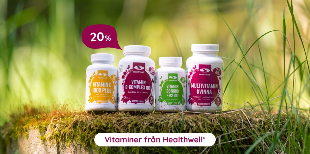 Bara idag! 20% p� vitaminer fr�n Healthwell n�r du handlar f�r 500 kr i butiken